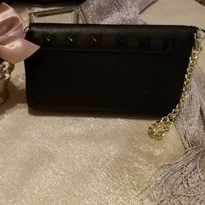 Black clutch purse W/ gold chain